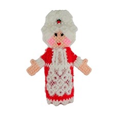 Vintage Needlepoint Mrs. Claus 3D Standing Figure 6.25"