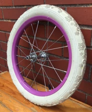 16" Bicycle Front Purple Wheel with 1.95" White Tire Mini-BMX Kids Bike #G33