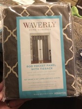 Waverly Brown Lattice Curtain Rod Pocket Drapes Cotton 3 Panels NEW 42 x 84"