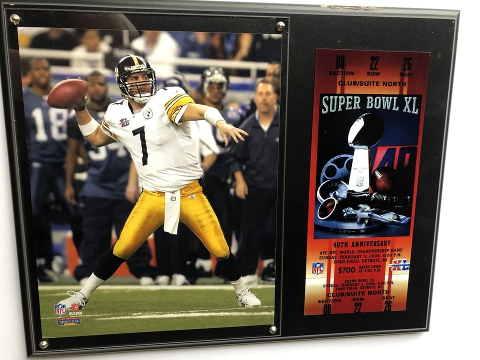 Placa Pittsburgh Steelers Ben Roethlisberger 2006 Super Bowl de Detroit - Imagem 4 de 4