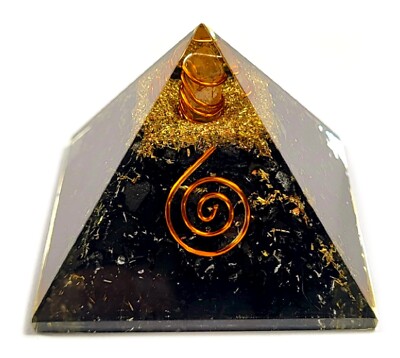 2.1'' Black Shungite Orgonite Orgone Pyramid Energy Reiki Charged Generator