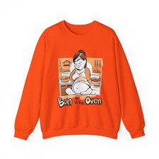 Pregnant Expecting Mother Fun Bun In Oven Crewneck Sweatshirt, Maternity