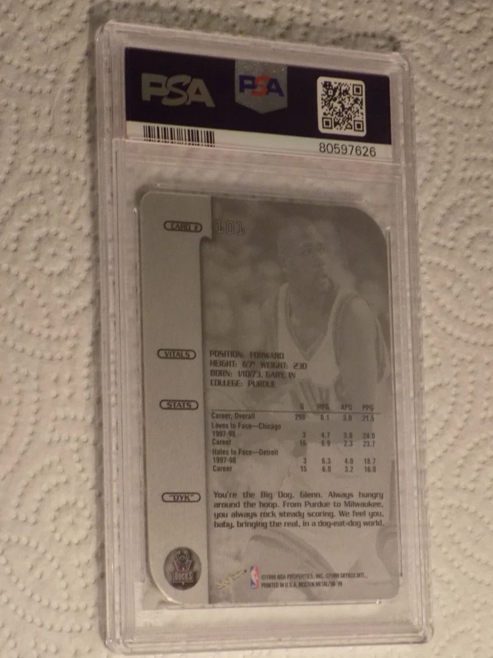 Glenn Robinson PSA 9 Mint 1998 Skybox Molten Metal Xplosion #101 (POPULATION 1) - Image 2 of 2