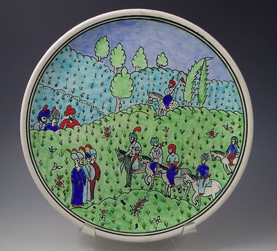 VINTAGE KUTAHYA TURKEY IZNIK PLATE ISLAMIC ART HAND PAINTED  ARTIST SIGNED 9''