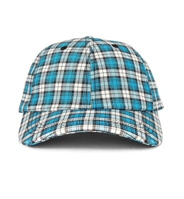 GANNI CHECK AZURE BLUE HAT OS Ganni Seersucker Wrap Mini Dress - Check Azure Blue | Garmentory main image 3