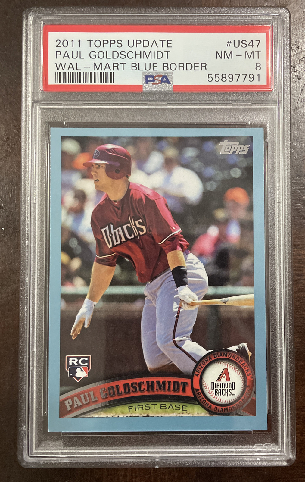 Paul Goldschmidt Rookie Card 2011 Topps Update walmart Blue Border #US47 PSA 8