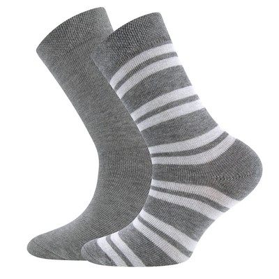 Ewers 2er Pack Jungen Strümpfe Socken uni ringel grau meliert