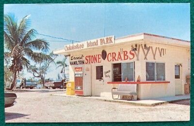 c1960 Ernest Hamilton Stone Crabs Chokoloskee Island Florida Postcard coca cola