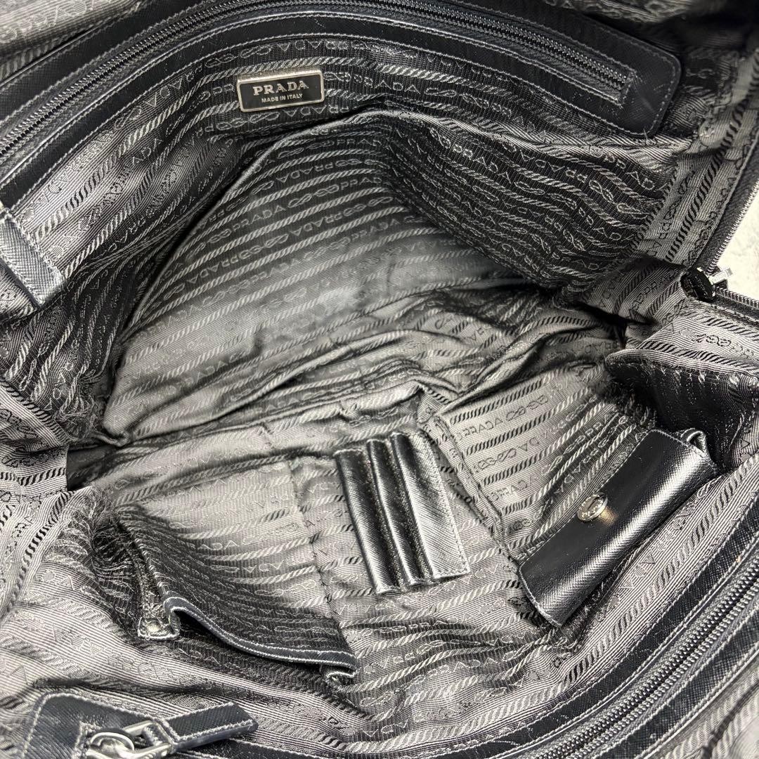 PRADA Triangle Logo Briefcase Business Hand Shoulder Bag Leather Auth R02128 thumbnail 8