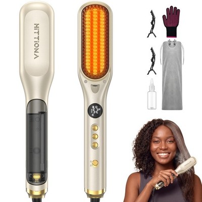 Steam Hair Straightener Brush for Women - 3 in 1 Ionic Hair Straightening, St...