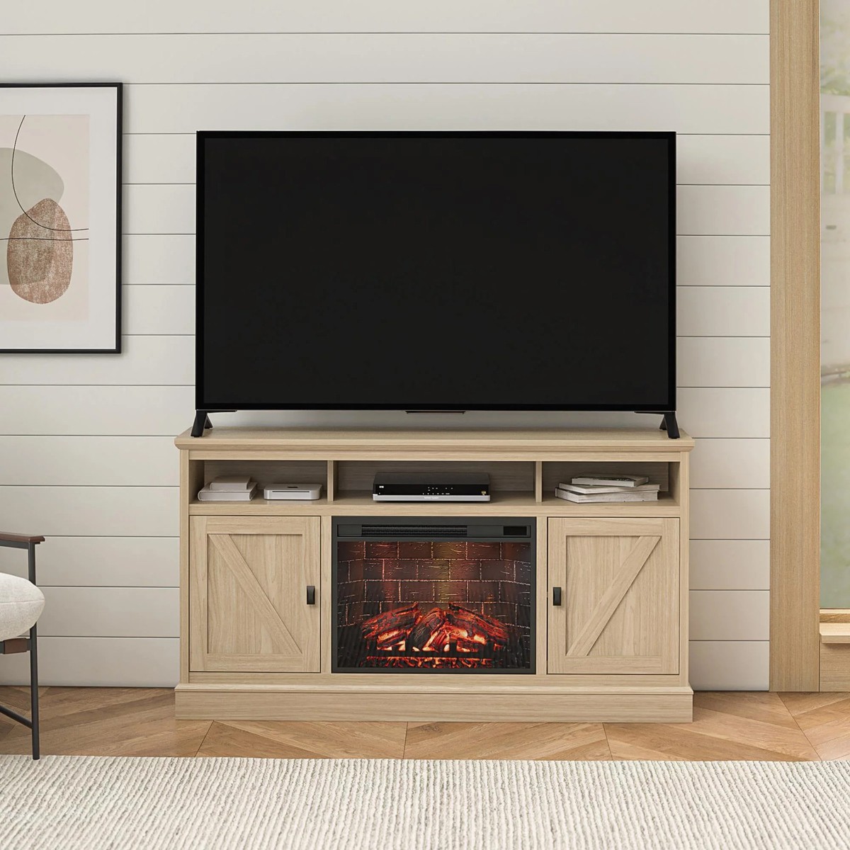 ■美品■ファイヤーキング メイヤーズステーション AMOCO アメリカ製#677 Ameriwood Home 1674947WCOM Ashton Lane Fireplace TV Stand, Spring