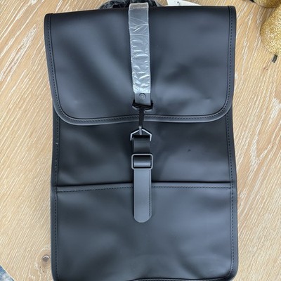 Rains Waterproof Black Mini Backpack with Outer Pockets