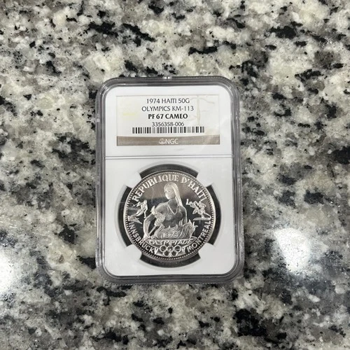 1974 SILVER HAITI 50 GOURDES 76 OLYMPICS MASTERPIECE COLLECTION NGC PF67 Cam