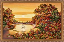Bead Embroidery Kit "Quiet Sunset" Stitching Handmade Beadwork