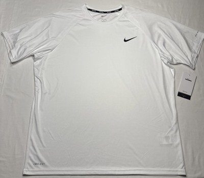 NIKE Swim Men's Short Sleeve Hydroguard Rash Guard White Sz Small FREE SHIP $46