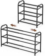 3-Tier Expandable Shoe Rack,Adjustable Shoe Shelf Storage Organizer Heavy Duty M
