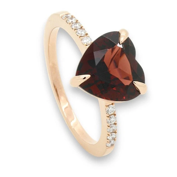 Frank Trautz Ring 585 Roségold mit Diamanten 0,14 ct & Granat 3,30 g  W 56 - Bild 3 von 4