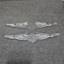 2 Harley Davidson Chrome Emblem Wings Axcent Accent Bar License Plate Top Frame