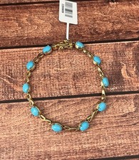 Sleeping Beauty Turquoise Tennis Bracelet Sterling Silver Gold Vermeil 7.5 925
