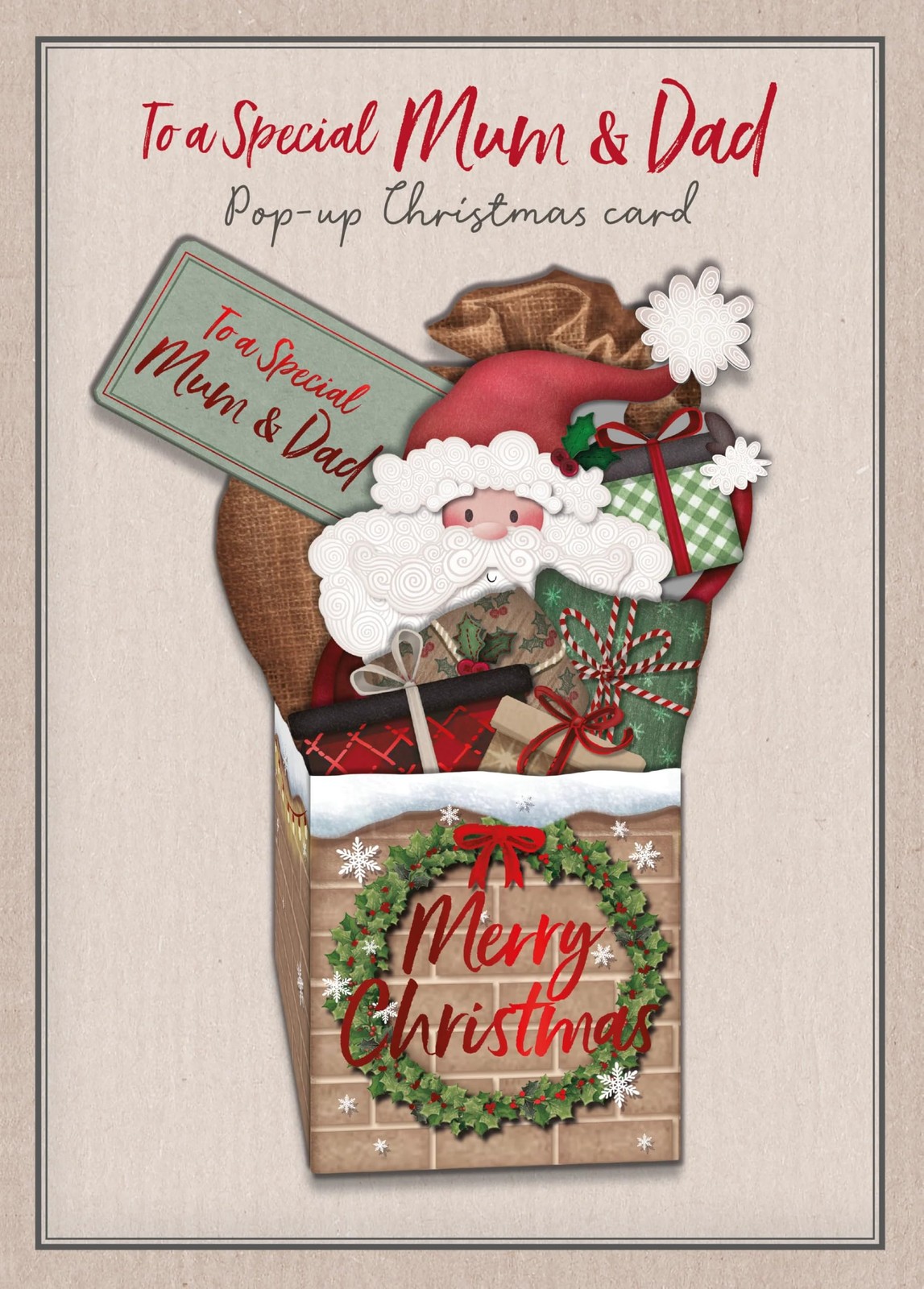 To a Special Mum & Dad Santa Popping Out Of Chimney Large Pop Up Christmas Card