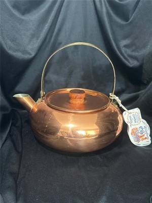 Old Dutch Design Copper/Brass Tea Kettle Displayed