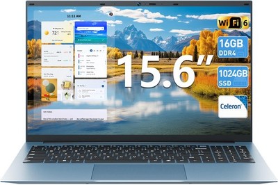 NEW SGIN 15.6'' Laptop 16GB RAM 1TB SSD Win11 Pro Intel N5100 HDMI Office 365