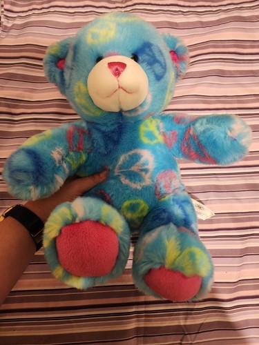 Build A Bear Light Blue Peace Bear Plush Unstuffed Stuffed Animal