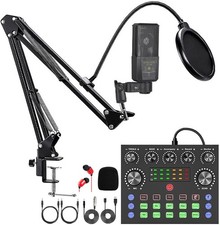 BM800 USB Mic Kit w/ Sound Card Voice Changer for PC Phone Streaming