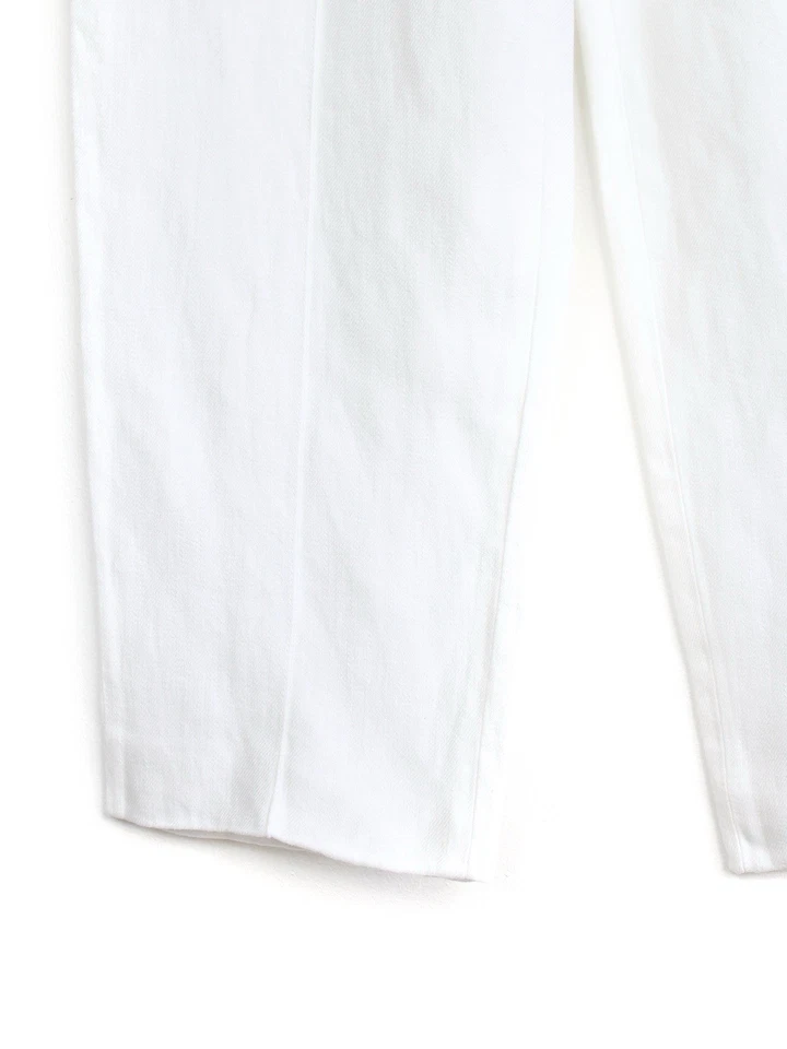 Pantalón Loro Piana Mujer 100% Lino Blanco, Talla 42 Foto 3 de 4