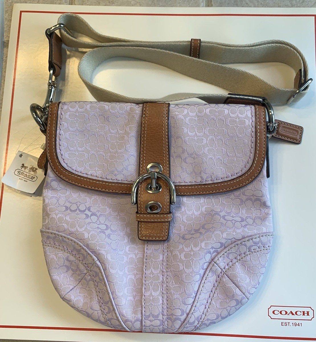 Coach Z44718 Soho Lilac Mini Signature Swing Pack Crossbody Bag