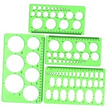 Circle and Oval Template, 4 Pack Clear Green Plastic Measuring Template Ruler