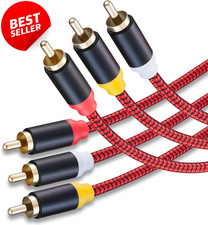 RCA AV Cable 10ft 3RCA Male to Male Gold Plated Composite Audio Video - US