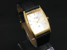 Vintage Seiko Quartz Slim Barrel Tank  White Dial Leather Strap Wrist Watch