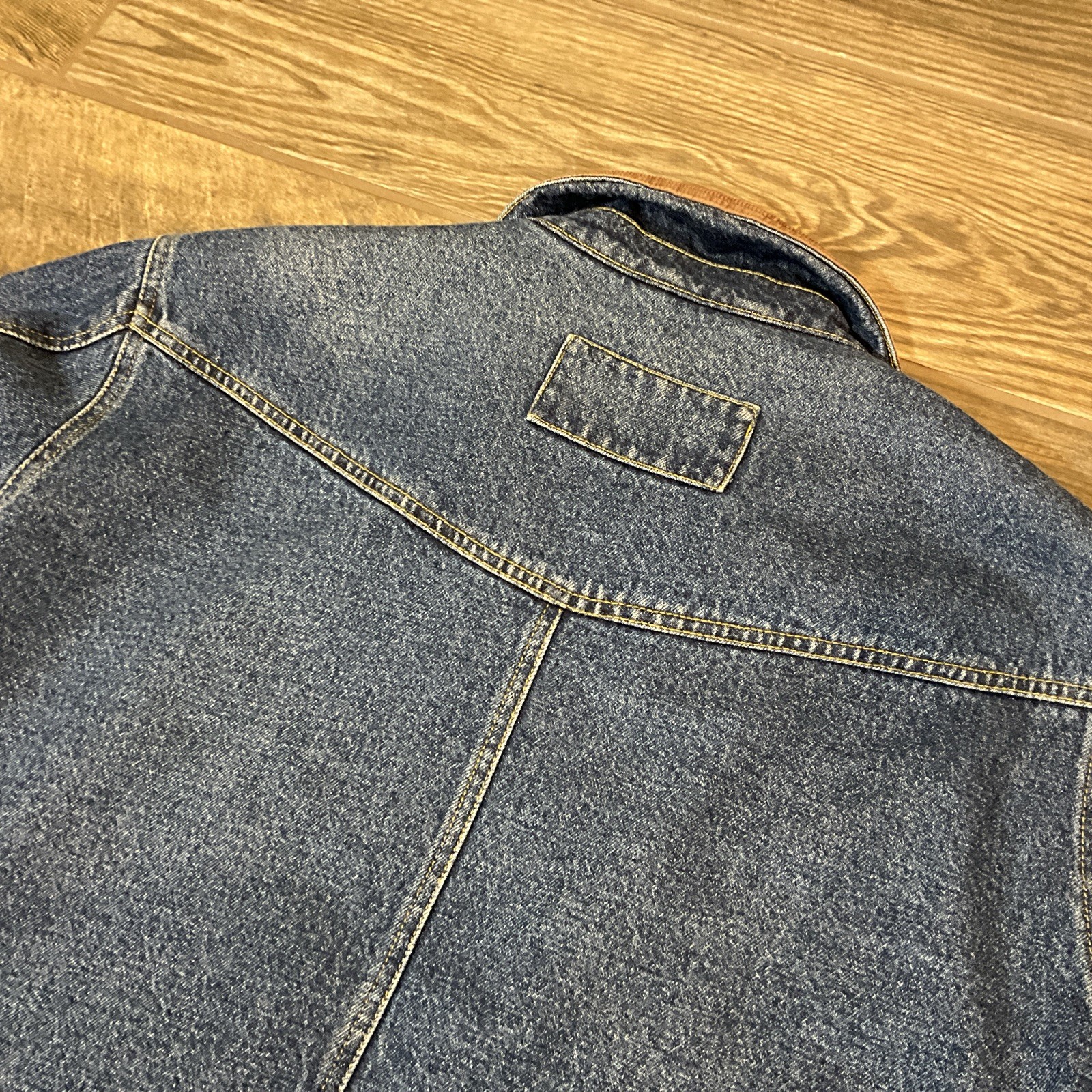 Wrangler Jacket Mens XL Jean Denim Sherpa Lined Work Ranch Corduroy Collar Coat