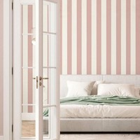 World of Wallpaper Regency Streifen Pink Weiß Tapete Matt 10M Rolle
