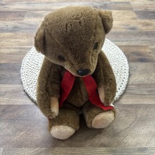 Vintage Eden Toys Brown Sitting Teddy Bear Chubby Plush 10  Red Ribbon