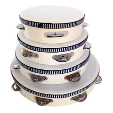 Wooden Handheld Tambourine Educational Portable Clear Sound Percussion Tambourin
