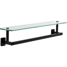 Better Homes & Gardens Alden 18" Towel Bar with Glass Shelf Matte Black Open Box