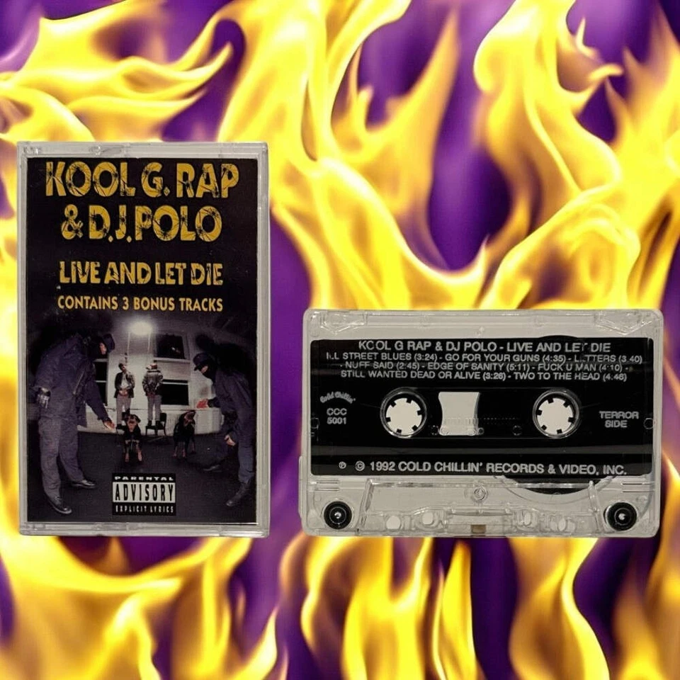 •KOOL G. RAP & D.J. POLO ~ LIVE AND LET DIE• ~1992 OG PRESSING~ (CASSETTE TAPE) - Image 3 of 4