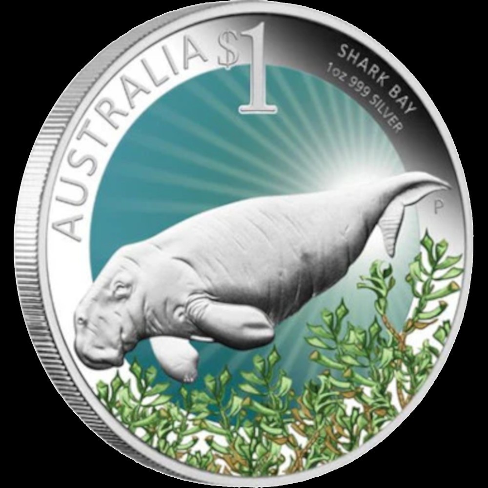 SHARK BAY & Dugong 2012 Australia - 1 oz Silver Proof Color - Celebrate Australia