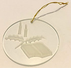 VTG Norcross Clear Glass-Frosted Etching-Christmas Ornament-Candle/Holly/Hymnal — photo 8