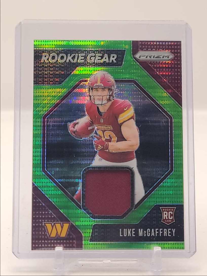 LUKE MCCAFFREY 2024 PRIZM ROOKIE GEAR NEON GREEN PULSAR PATCH RC Q3813