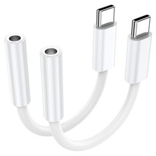 KAYQINHO 2 Pack USB C to 3.5 mm Jack Adapter, 3.5mm 1/8 Inch 2 Pack, White