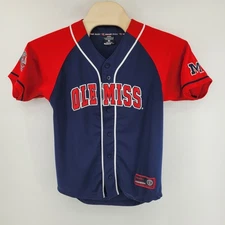Ole Miss Rebels Youth Large Baseball Jersey Colosseum Athletics Navy Red