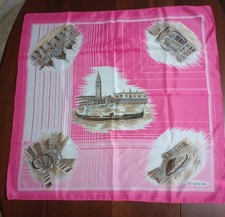 Vintage Venezia Souvenir Scarf Landmarks Venice Made In Italy