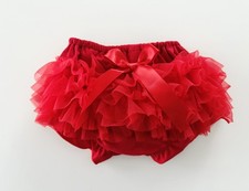 Red Ruffle Baby Bloomer with Bow, Infant Holiday Diaper Cover, First Birthday