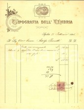 1896 SPOLETO (PG) Tipografia DELL'UMBRIA Fattura per stampa appendice