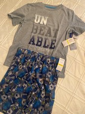 NWT Max  Olivia Boys Soft Jersey Fabric Shorts Pajama Set 2 Piece - GrayM 8-10 