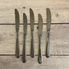 Stanley Roberts Rogers BEADED ELEGANCE Stainless Flatware 5 Dinner Knives Korea
