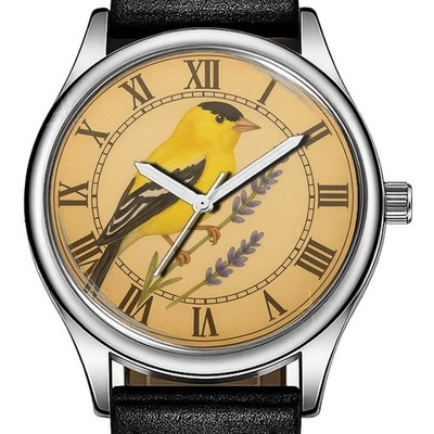Finch Bird On Lavendar #2 Roman Dial Trendy 38mm Face Armbanduhr